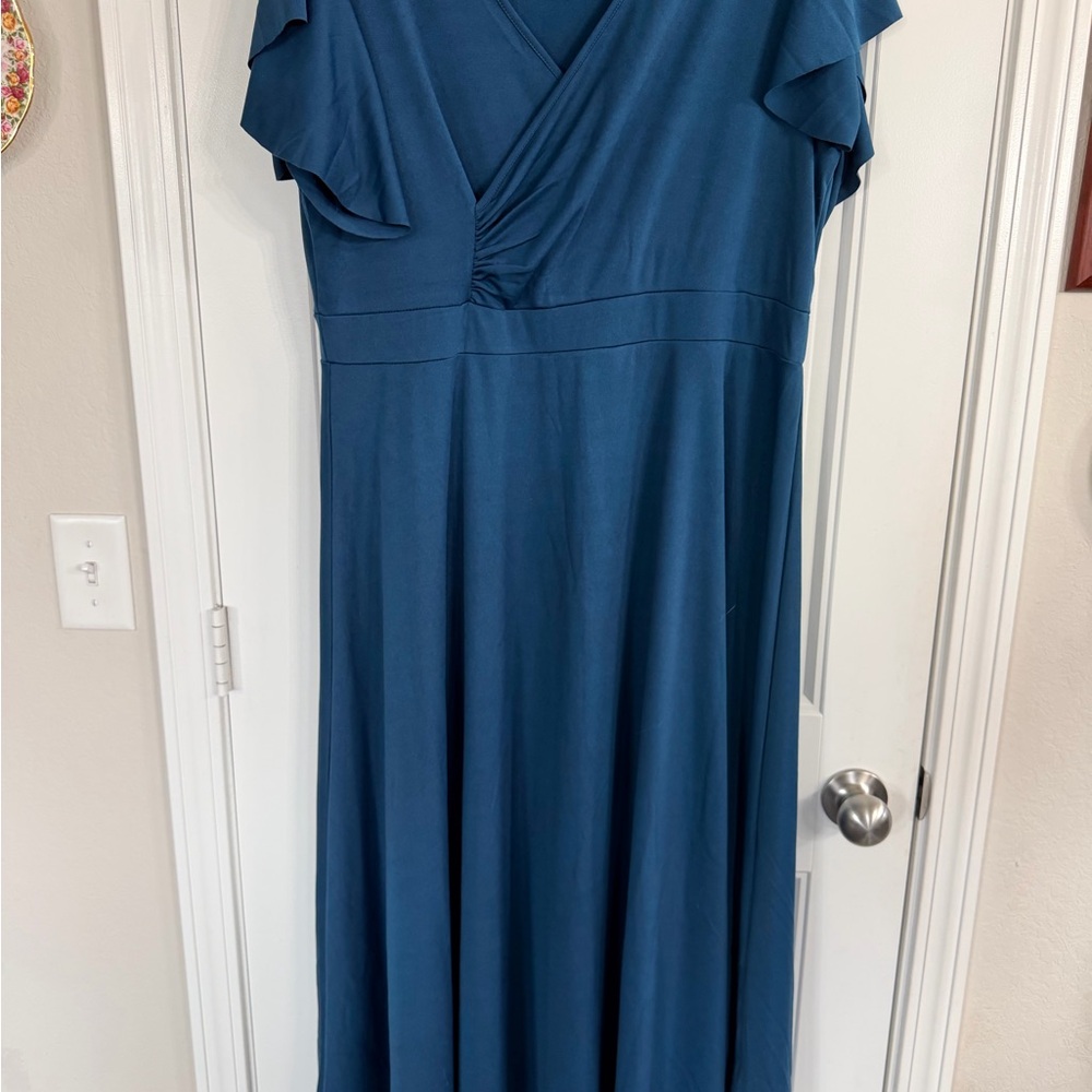 Elegant Blue Midi Dress for Women